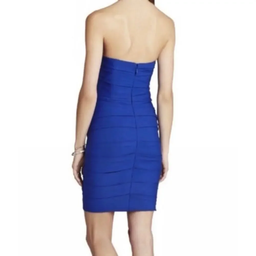 BCBGMAXAZRIA Women’s 6 Strapless Ruched‎ Cocktail Dress Sapphire Blue NEW - Picture 2 of 9